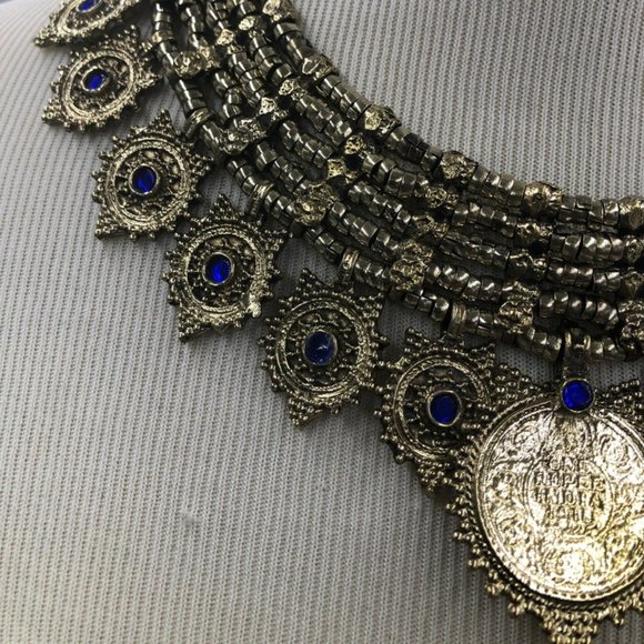 Afghan Vintage Multilayers Choker Necklace, Gift For Her, Vintage Coins Jewelry - Picture 10 of 12